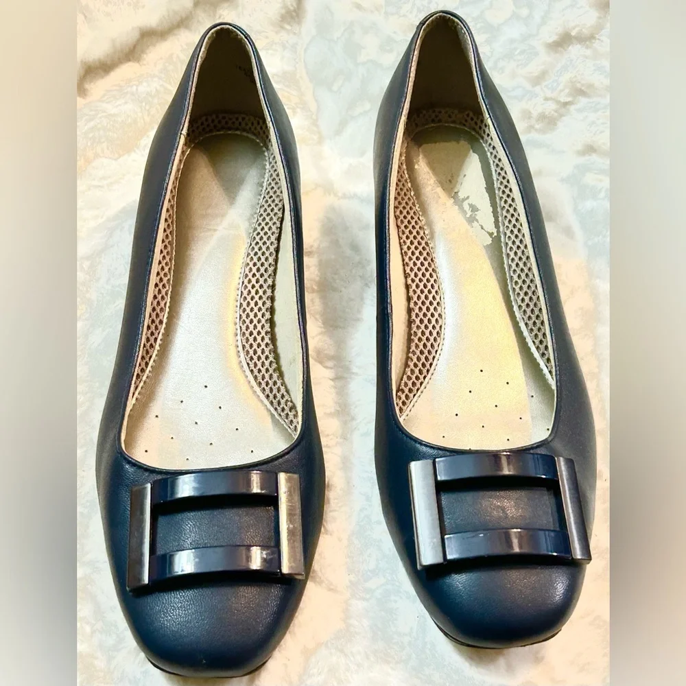 Easy Spirit Esobara Leather Navy blue block chunky low heel women’s size 8.5M - Picture 5 of 12